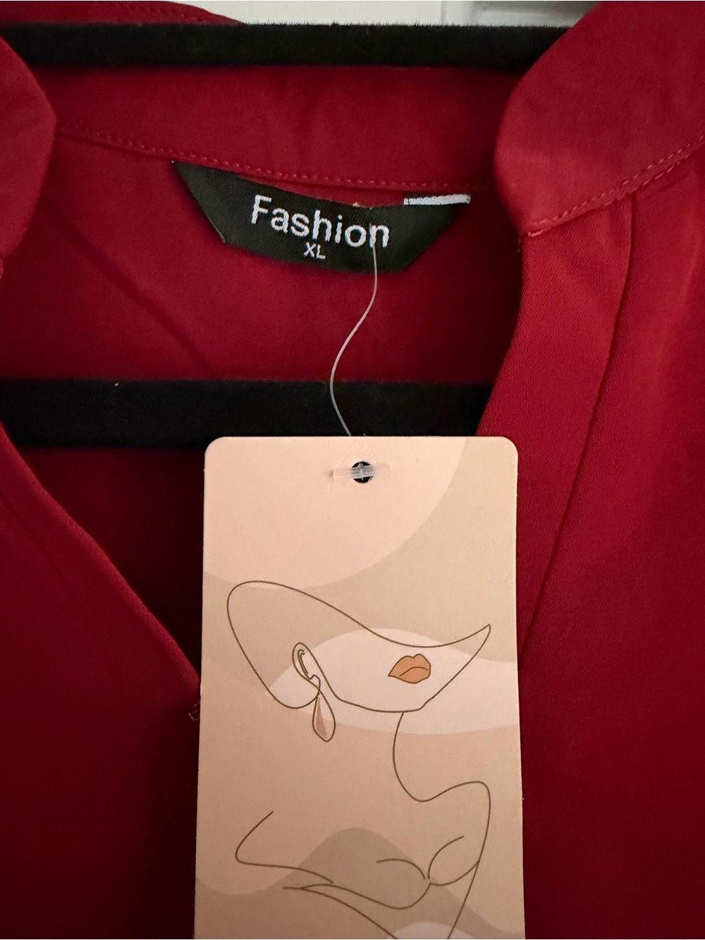 Amazon Red Ruffle Sleeve Split-Neck Blouse - Picture 2 of 4